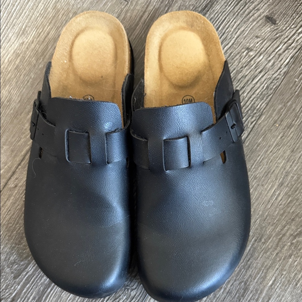 Classic Black Leather Mules